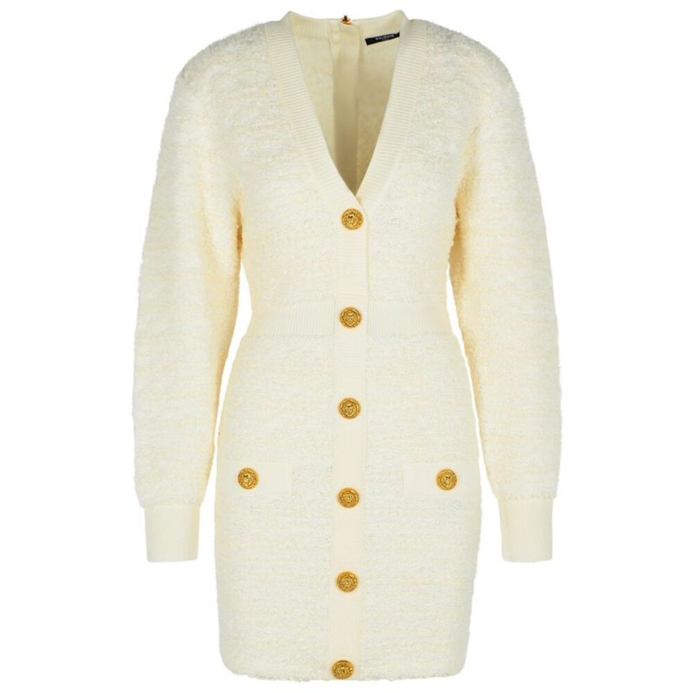 Balmain White Wool Blend Dress Women